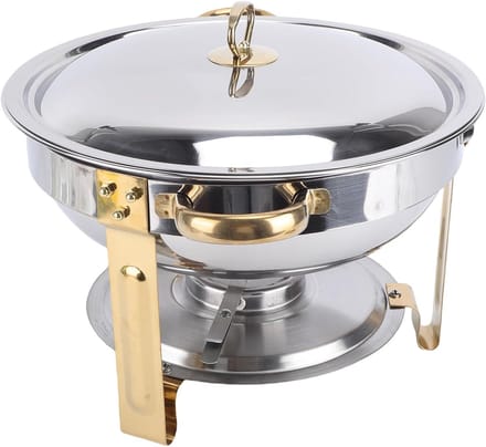 Buffet Server - Warmhoudbak Set - Feesten Serveren - Stabiel Driehoekig Ontwerp - 4.5L Capaciteit - Goud