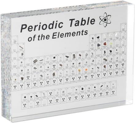Periodiek Systeem met Echte Elementen in Acryl Display - Educatief Tafelmodel
