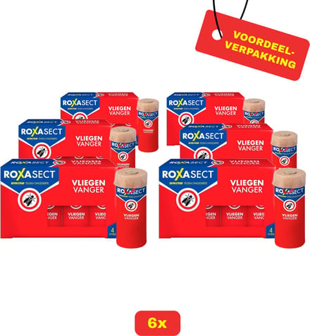 6x Roxasect Vliegenvanger - 6 x 4 stuks - Voordeelverpakking!