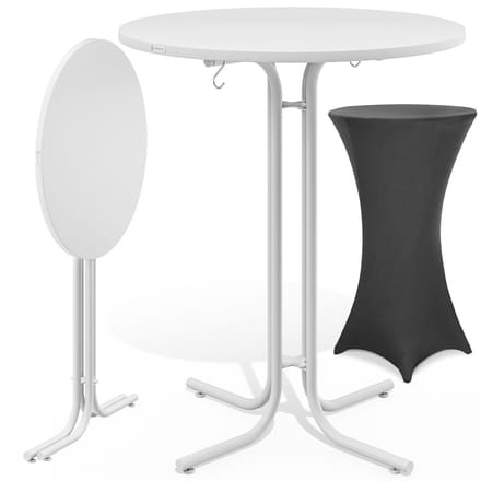 Statafel Wit 110x80cm + statafelhoes Grijs Ø80cm