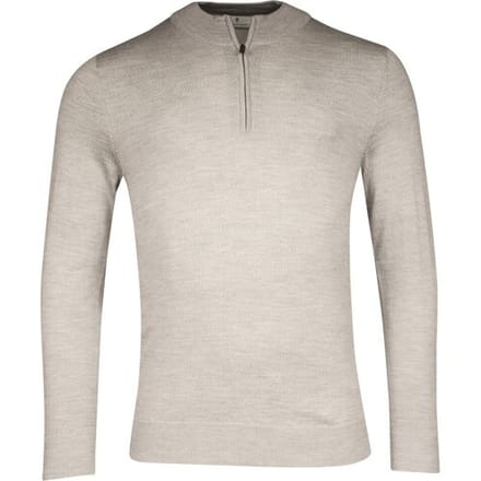 Thomas Maine Trui Merino Half Zip Single Knit Licht Grijs Melange / male