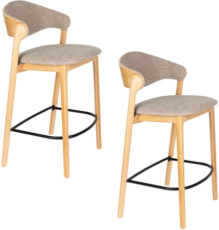 Dutchbone Babington Barkrukken rugleuning 66 cm Naturel - Set van 2