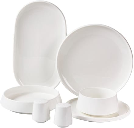 Bricard Bellon - Porseleinen Dinner Set - Serviesset - 27-delig - 6-Persoons - Wit/Reliëf