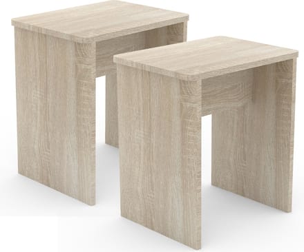 Set van 2 houten krukjes kubus voetensteun bijzettafel Esal