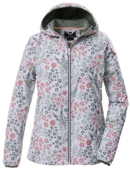 Killtec - Jas 44009 wit/groen/ roze print softshell zomer - maat 46