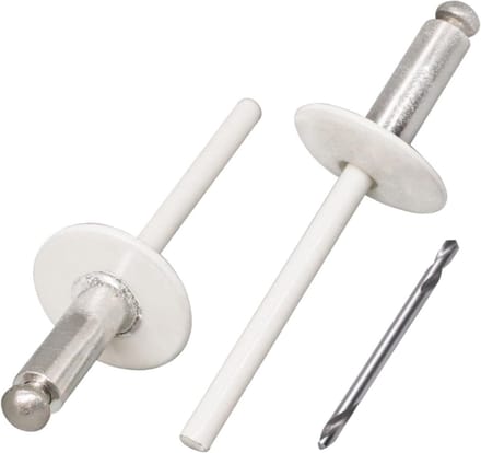 100 Stuks Grote Flanse Aluminium Blindklinknagels 4,8 x 14 mm RAL 9010 Puur Wit