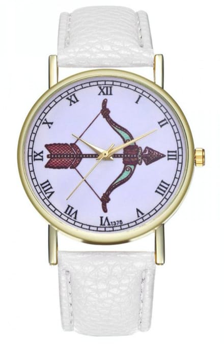 Hidzo Horloge Pijl en Boog Ø 38 - Wit - Kunstleer