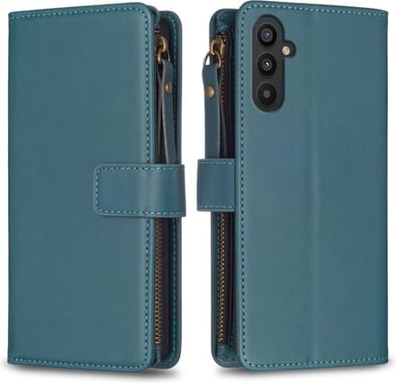 9 Pas - Portemonnee Etui Hoes geschikt voor Samsung Galaxy A34 - Groen
