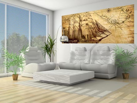 Vintage Ship Map Photo Wallcovering