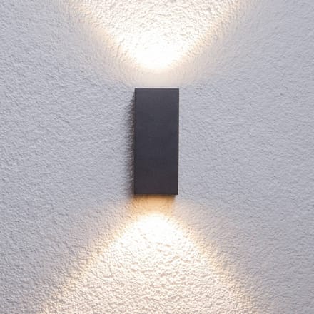 Lucande LED buiten wandlamp Tavi, hoogte 15 cm, zwart