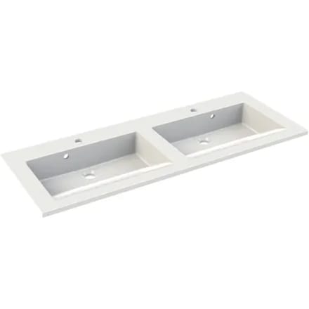 Allibert Dubbele Wastafel Slide - Polybeton - Glanzend - Wit - 120,2cm