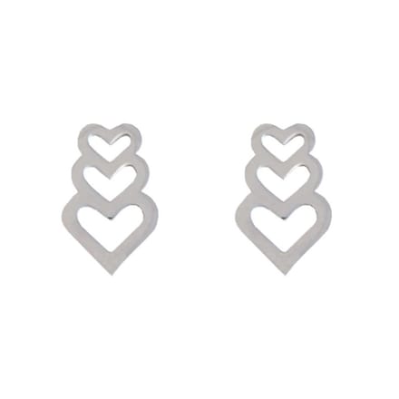 Fako Bijoux® - Oorbellen - Steker - RVS - Stainless Steel - Hartjes Trio