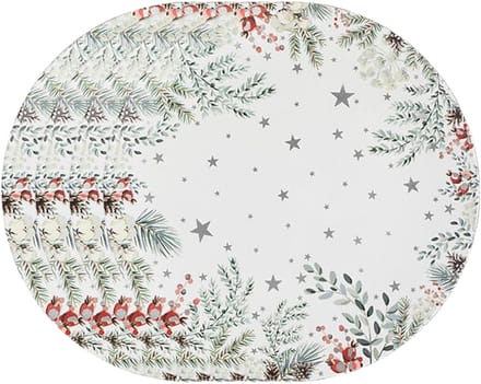 Feeric lights & Christmas Diner/Kerstdiner onderborden - 4x - kerstprint - D33cm - kunststof - multifunctioneel
