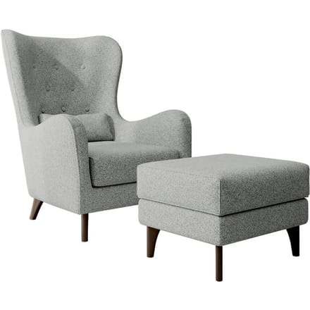 Fauteuil met hocker Casara bouclé | NADUVI Collection