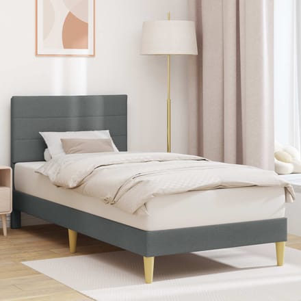 vidaXL - Bedframe - met - hoofdeinde - Donkergrijs - 100 - x - 200 - cm - Stof