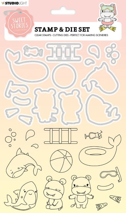 Studio Light Sweet Stories Stempel & Snijmal Swimming Fun