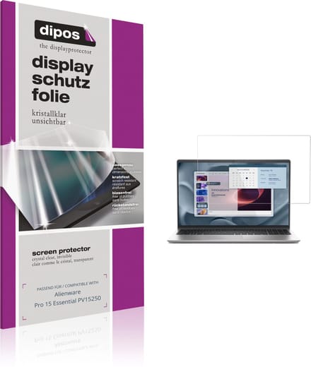 dipos – 2x Beschermfolie geschikt voor Alienware Pro 15 Essential PV15250 | Krasbestendige & heldere Screenprotector Ultra-Thin