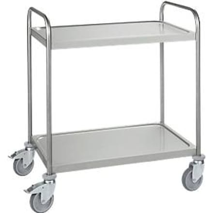 Rvs wagen, B 845 x D 545 mm, massief rubber, behuizing wielen gegalvaniseerd