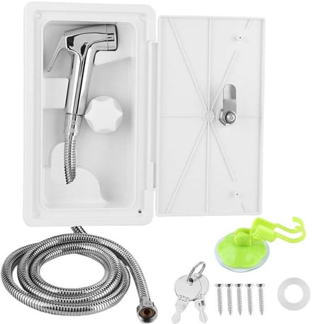 Allecto - Exterieur Douche Box Kit - Douchekop Warm Koud Schakelaar - Ideaal voor Caravan - Douche Tool voor Boot - Complete Kit - Geschikt voor B