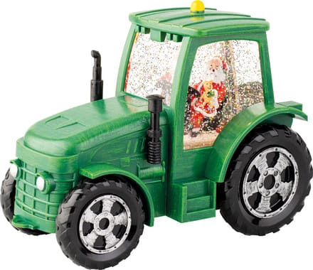Kerst Waterspinner Tractor met Muziek - 17 cm - Met LED