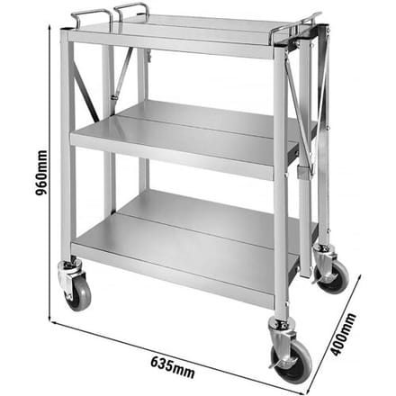 GGM Gastro Serveerwagen - opvouwbaar - 635x400mm - met 3 bladen zilver