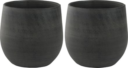Ter Steege Plantenpot - 2x - moderne look - grafiet - 18 x 16 cm