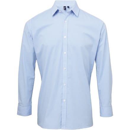 Premier Herenmicrocheck shirt met lange mouwen (Lichtblauw/Wit)
