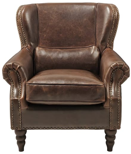 Vente-unique Fauteuil 100% leer EDOUARD - Bruin