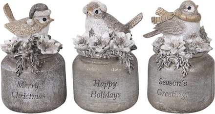 Clayre & Eef Beeld Vogel 7x6x10 cm Grijs Kunststof