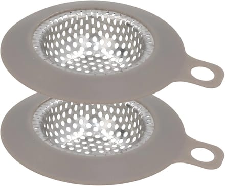 Gerimport gootsteen zeefje - 7 x 8 cm - zilver - metaal - wasbak - keukenaccessoires
