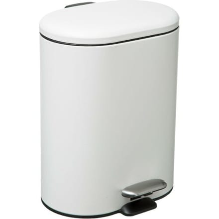 5Five - Prullenbak/pedaalemmer wit rvs metaal 6 liter - 15x24x30 cm