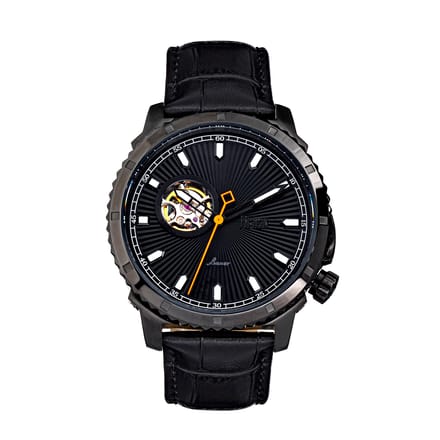 Reign Bauer automatisch semi-skelet lederen band horloge