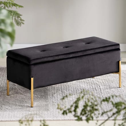 Milton & Oldbrook Velvet Hocker Sintra Zwart