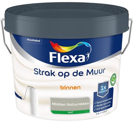 Flexa - Strak Op De Muur Binnen Mat - Midden Natuursteen - Mengverf - 2,5 L