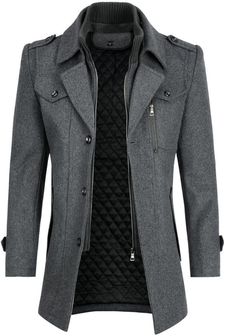 ALLTHEMEN Heren Dikke Jas - Multi-Kraag Multi-Zakken Jas - S