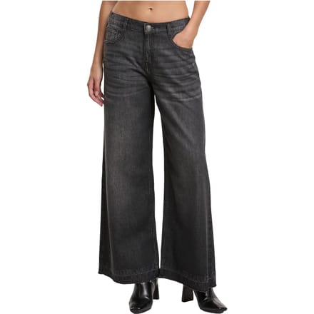 Urban Classics - Wide Leg Denim Wijde broek - Taille, 32 inch - Zwart