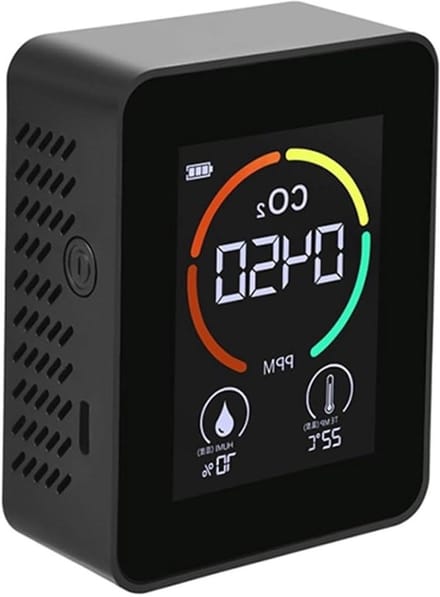 Luchtkwaliteitsmonitor - CO2 Detector - Omgeving Meten - NDIR Sensor - 90x70x35mm - Zwart