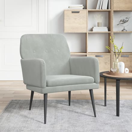 vidaXL - Fauteuil - 62x79x79 - cm - fluweel - lichtgrijs