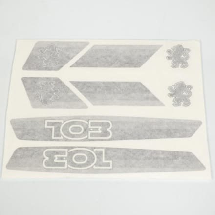 Planche 8 autocollant sticker pour mobylette Peugeot 103 gris / noir Neuf