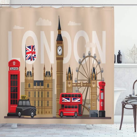ABAKUHAUS London Douchegordijn – 175x240 cm – Tan Rood – Waterafstotend