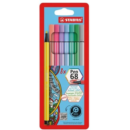 STABILO Pen 68 - Premium Viltstiften - Speciale Etui - Met 8 Pastelkleuren
