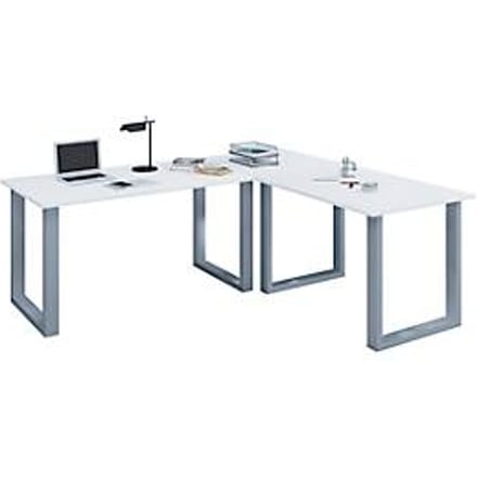 VCM VCM Holz Schreibtisch | Eckschreibtisch schlicht | 130x130 | L Form links oder rechts | Arbeitstisch Platte 50 cm tief | Computertisch Büromöbel - Lona U