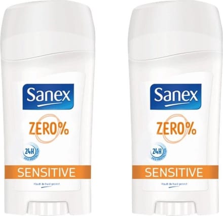 Sanex Deo Stick - Sensitive 0% - 2 x 65 ml