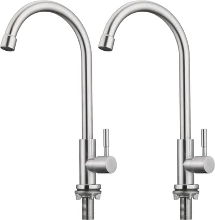 Oraymin 2x Keukenkraan Koud Water - Ééngreeps - 360° Draaibaar - Geborsteld RVS