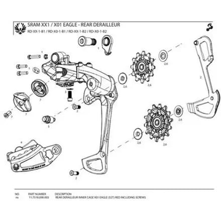 Achterderailleur Sram X01 Eagle (52T) Red