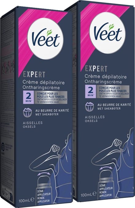 Veet - Expert - Ontharingscreme Oksels 100ml - 2 Stuks - Voordeelverpakking