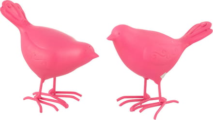 J-Line figuur Vogel - polyresin - roze - small - 2 stuks