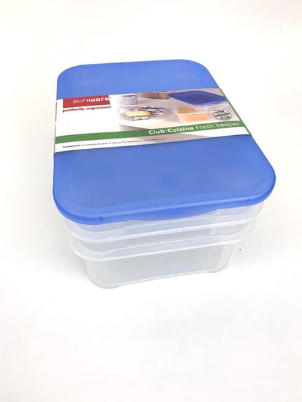Sunware Vleeswarendoos | 3-delig | Transparant / Blauw