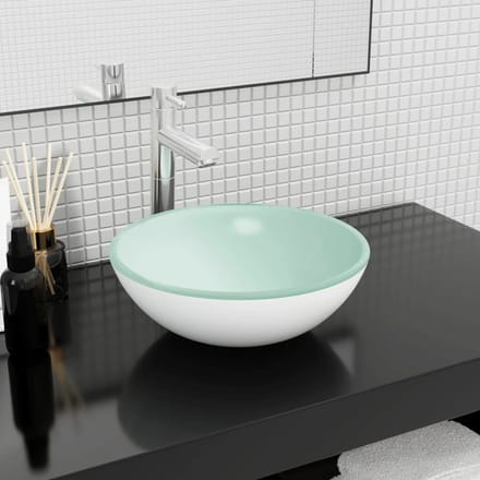 vidaXL - Wasbak - 35x12 - cm - gehard - glas - wit
