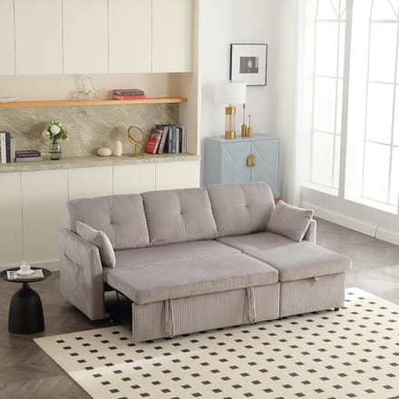 Luxe 3-in-1 Uitschuifbare Slaapbank - Grijs - 206x108x88 cm - Arqam